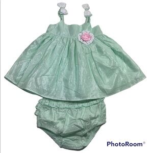 NWT Nannette mint color woven dress with bloomer size 18M